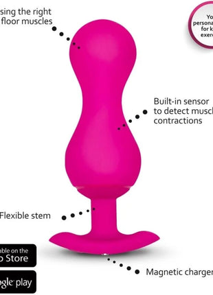 Bright pink silikon analplug mit flexiblem stiel und magnetischem ladegerät für gbballs 3 kegelbälle mit app
