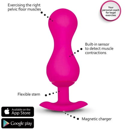 Bright pink silikon analplug mit flexiblem stiel und magnetischem ladegerät für gbballs 3 kegelbälle mit app