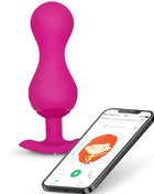Vibrant pinker silikon analplug mit abgespreizter basis und app-steuerung im produkt gballs 3 kegelbälle mit app