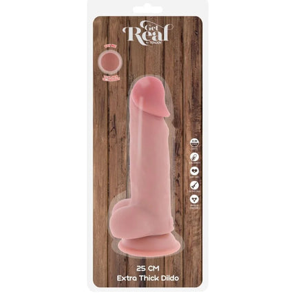 GET REAL - DELUXE REALISTIC PENIS WITH TESTICLES EXTRA THICK 25 CM