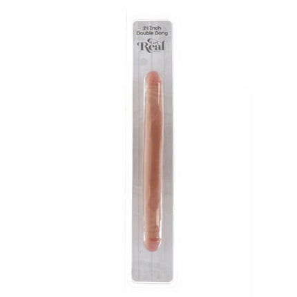 A 14 zoll doppel dildo von feel real in hautfarbener silikonoptik mit realistischen details und glatten konturen
