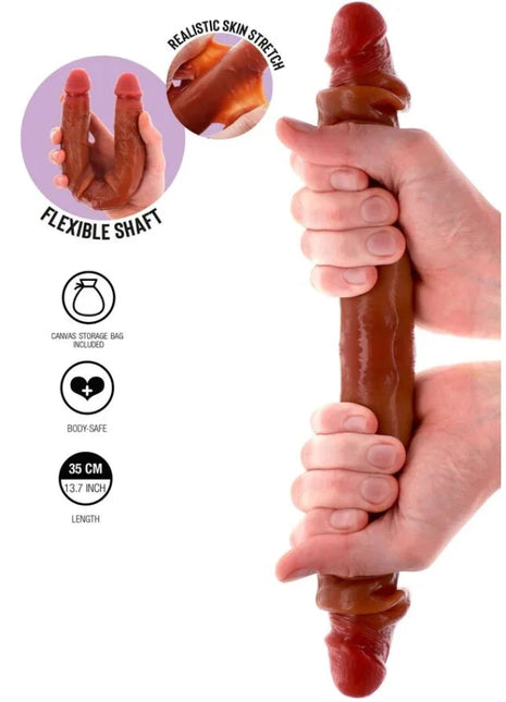 GET REAL - DOPPELENDES SILIKON-DILDO KARAMELL 35 CM