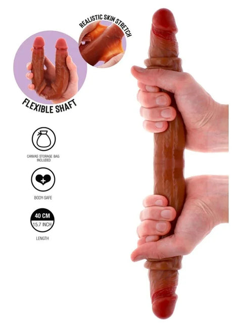 GET REAL - DOPPELENDES SILIKON-DILDO KARAMELL 40 CM