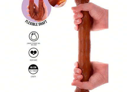 GET REAL - DOPPELENDES SILIKON-DILDO KARAMELL 46 CM - Doppeldildo
