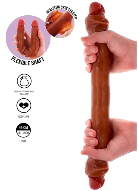 GET REAL - DOPPELENDES SILIKON-DILDO KARAMELL 46 CM - Doppeldildo