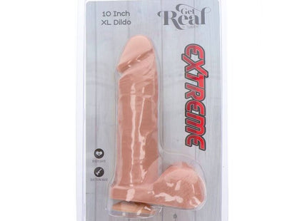 Get real extreme xl dildo 25,5 cm in pfirsichfarbenem silikon für realistische anwendung