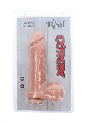 Get real extreme xl dildo 25,5 cm in pfirsichfarbenem silikon für realistische anwendung