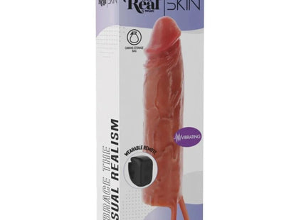 GET REAL – FEUCHTIGKEITSSPENDENDE SILIKON-VIBRATIONS-PENISHÜLLE IN KARAMELL 20 CM