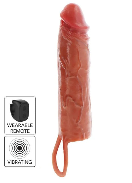 GET REAL – FEUCHTIGKEITSSPENDENDE SILIKON-VIBRATIONS-PENISHÜLLE IN KARAMELL 20 CM