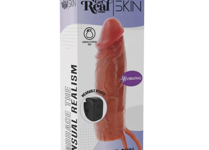 GET REAL – FEUCHTIGKEITSSPENDENDE SILIKON-VIBRATIONS-PENISHÜLLE IN KARAMELL 16 CM