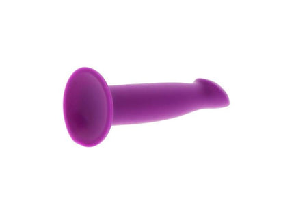 Lila silikon-saugschalenapplikator mit spitz zulaufender abgerundeter spitze von get real goodhead dong 12 cm