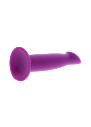 Lila silikon-saugschalenapplikator mit spitz zulaufender abgerundeter spitze von get real goodhead dong 12 cm