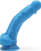 Blauer silikon dildo get real happy dicks 19 cm mit texturierter oberfläche und gebogenem design