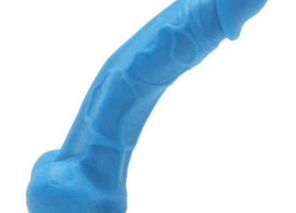 Blauer silikon dildo get real happy dicks 19 cm mit texturierter oberfläche und gebogenem design
