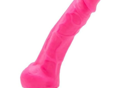 Hellpinkfarbener silikon dildo get real happy dicks 19 cm mit geriffelter oberfläche und rundem kopf