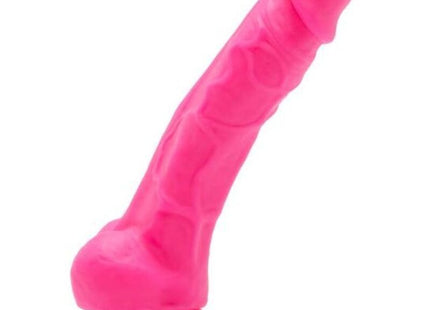 Hellpinkfarbener silikon dildo get real happy dicks 19 cm mit geriffelter oberfläche und rundem kopf