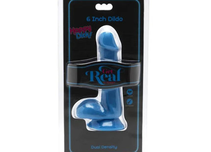 Blauer get real happy dicks dildo 12 cm aus silikon in klarer plastikverpackung