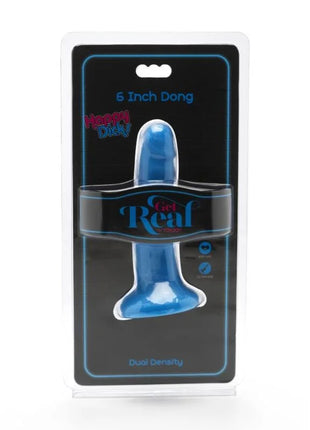Blauer silikon dong 12 cm mit doppelstruktur im happy dicks happy packaging von get real