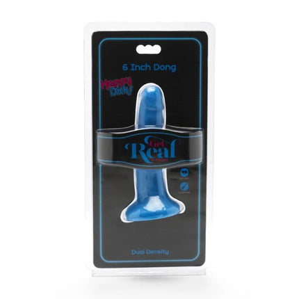Blauer silikon dong 12 cm mit doppelstruktur im happy dicks happy packaging von get real