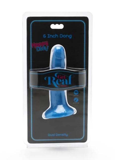 Blauer silikon dong 12 cm mit doppelstruktur im happy dicks happy packaging von get real