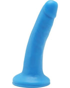 Blauer silikon analplug get real happy dicks dong 12 cm mit abgerundetem kopf und breitem sockel