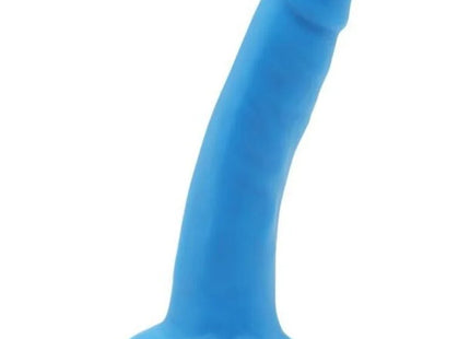 Blauer silikon analplug get real happy dicks dong 12 cm mit abgerundetem kopf und breitem sockel