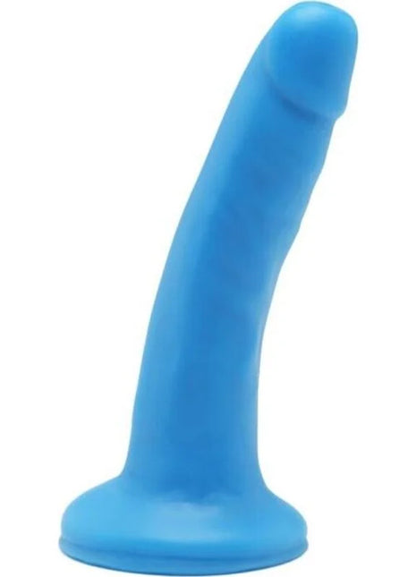 Blauer silikon analplug get real happy dicks dong 12 cm mit abgerundetem kopf und breitem sockel