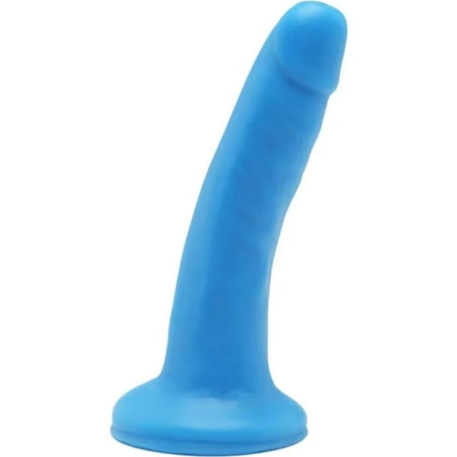 Blauer silikon analplug get real happy dicks dong 12 cm mit abgerundetem kopf und breitem sockel