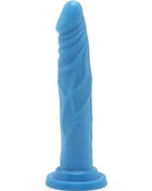 Blauer silikon dildo mit texturierten rillen und abgerundetem kopf get real happy dicks dong 19 cm