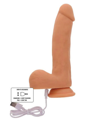 Tan silikon dildo mit magnetischem puls und usb-ladekabel samt ladeanzeige im get real produkt