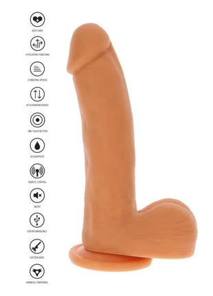 Tan silikon dildo mit magnetischen pulsfunktionen, fernbedienung und usb-aufladbarer basis