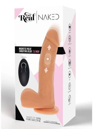 Get real magnetischer pulse dildo 7,5 zoll, 100% silikon, hautfarben mit schwarzer fernbedienung