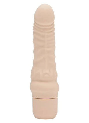 Beiger silikon mini klassischer g-punkt vibrator get real mit strukturierten rillen und glattem, abgerundetem kopf