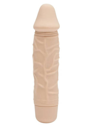 Beiger silikon mini vibrator get real mini classic mit gerillter oberfläche und spitz zulaufendem kopf