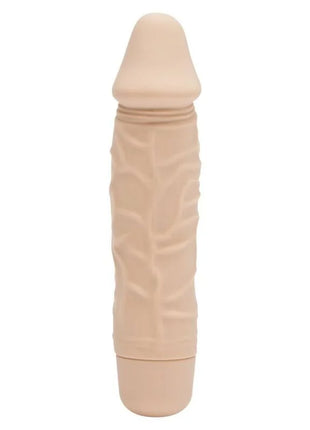 Beiger silikon mini vibrator get real mini classic mit gerillter oberfläche und spitz zulaufendem kopf