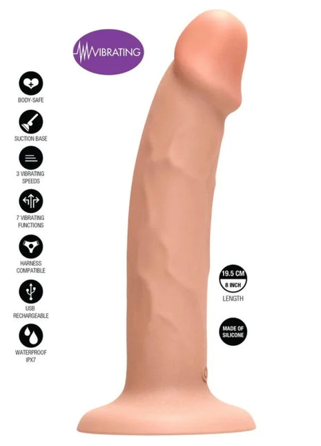 GET REAL - REALISTIC SILICONE VIBRATING DILDO CLEAR 19.5 CM
