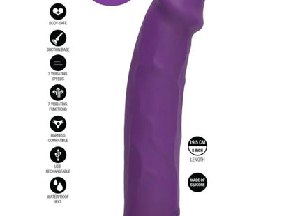 GET REAL - REALISTIC SILICONE VIBRATING DILDO PURPLE 19.5 CM