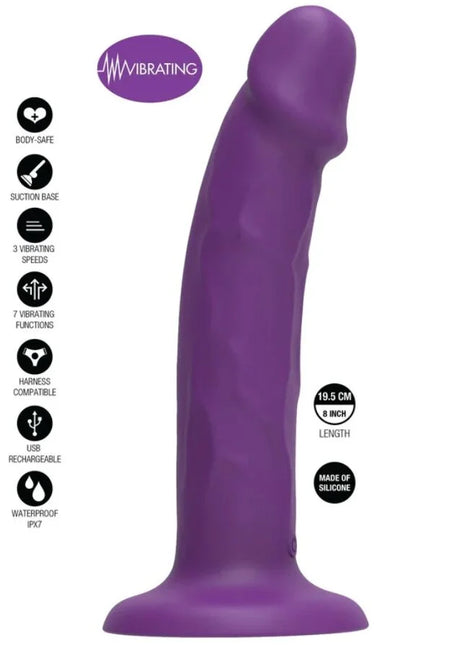 GET REAL - REALISTIC SILICONE VIBRATING DILDO PURPLE 19.5 CM