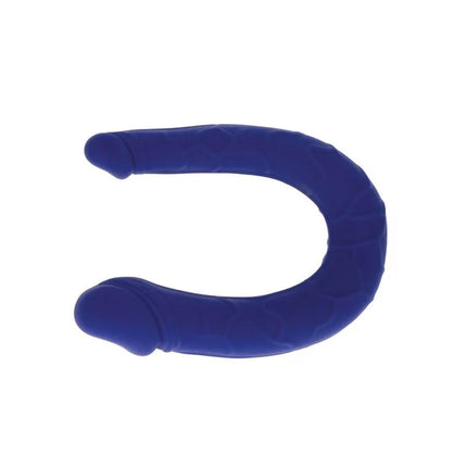 Blaues silikon u-förmiges dual-ended mini-doppeldong get real realistisch und flexibel