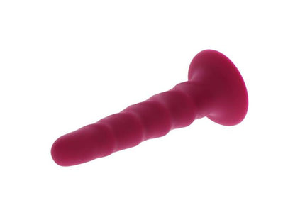 Magenta silikon analplug mit gerillter struktur und saugnapfbasis get real ribbed dong 12 cm rot