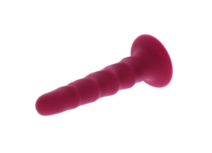 Magenta silikon analplug mit gerillter struktur und saugnapfbasis get real ribbed dong 12 cm rot