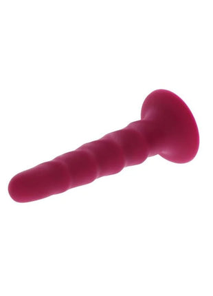 Magenta silikon analplug mit gerillter struktur und saugnapfbasis get real ribbed dong 12 cm rot