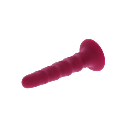 Magenta silikon analplug mit gerillter struktur und saugnapfbasis get real ribbed dong 12 cm rot