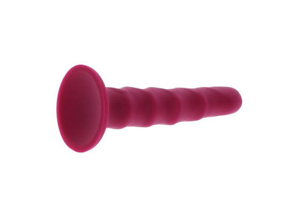 Magenta silikon saugnapf analplug mit gerippter textur 12 cm von get real ribbed dong rot