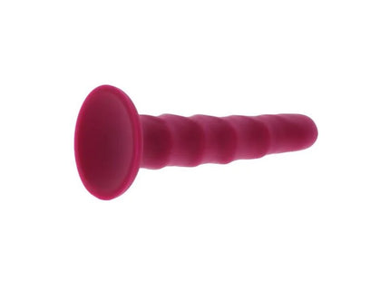 Magenta silikon saugnapf analplug mit gerippter textur 12 cm von get real ribbed dong rot