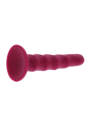 Magenta silikon saugnapf analplug mit gerippter textur 12 cm von get real ribbed dong rot