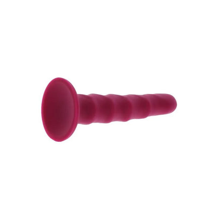 Magenta silikon saugnapf analplug mit gerippter textur 12 cm von get real ribbed dong rot