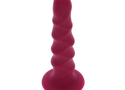 Ein mattes tief magenta silikon analplug mit spiralstruktur und abgerundetem rand modell get real ribbed dong 12 cm rot