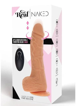 Get real 8 zoll silikon dildo mit auf und ab rotation und vibration in hautfarbe für realistische nutzung