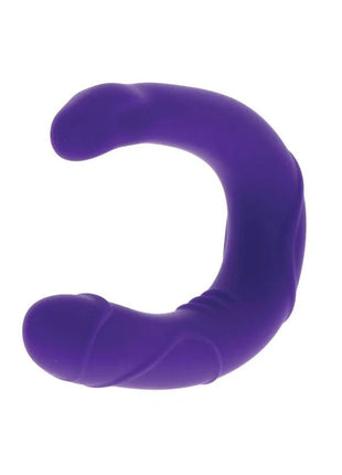 Lila silikon c-förmiges spielzeug mit glatten abgerundeten konturen und leicht strukturierter oberfläche von get real vogue mini double dong